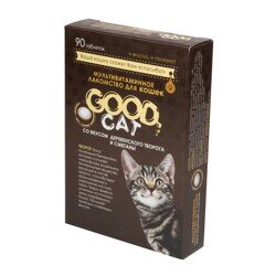 Good Cat Гуд Кэт Мультивитаминное лакомcтво для Кошек со вкусом Деревенского Творога и Сметаны, 90 таб. (FG 05214)