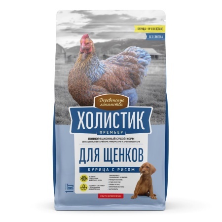 Деревенские лакомства Холистик д/щен. курица с рисом, 1кг