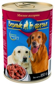 Верные друзья для собак мясное ассорти в соусе, ж/б 850 г