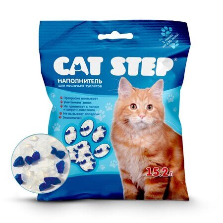 Cat Step Crystal Blue Кэт Степ наполнитель впитывающий силикагелевый, 15,2 л (20363004)