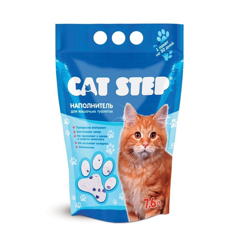 Cat Step Crystal Blue Кэт Степ наполнитель впитывающий силикагелевый, 7,6 л (20363005)