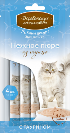 Деревенские лакомства для кошек.Нежное пюре из тунца,40 г.