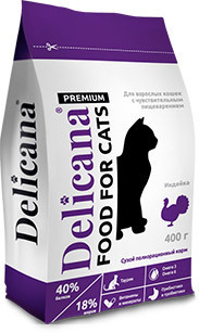 Delicana Cat корм для кошек с чувствительным пищеварением индейка, 1,5 кг