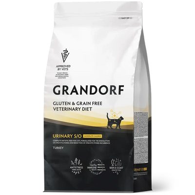 GRANDORF VETERINARY DIET Cat URINARY S/O MODERATE CALORIE Грандорф диетический сухой корм для кошек при лишнем весе, способствует растворению струвитных камней 2кг